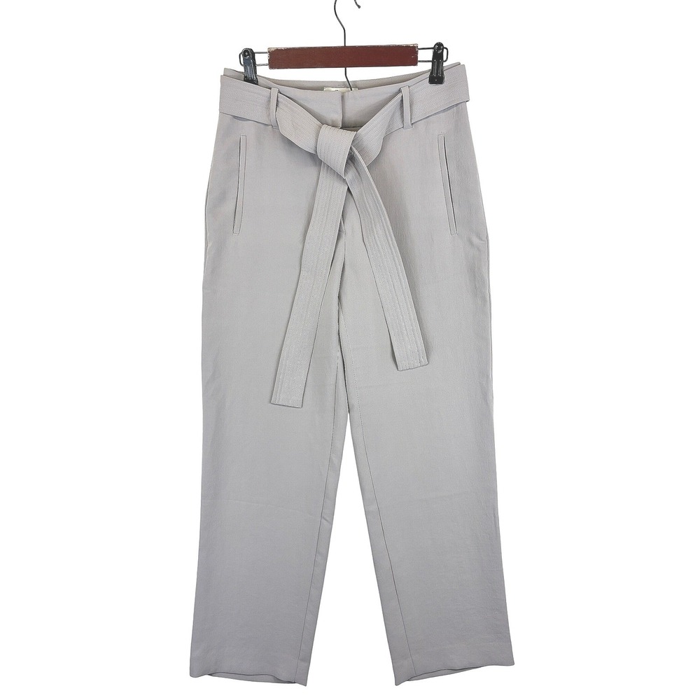 Wilfred Tie Belt Tapered Pants Womens 8 Taupe Gray Tailored Pleated Trousers